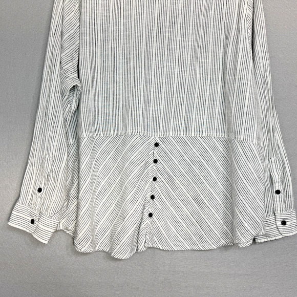 Lucky Brand Women's Cotton Blend Striped Shirt Size 1X Oversized Minimalist Boho - Picture 4 of 8